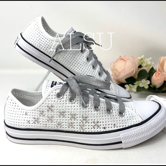 Converse & Swarovski Ctas Low Top Canvas White - Picture 2 of 8